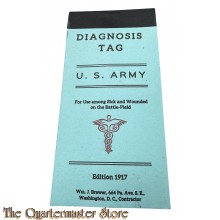 WW1 US Diagnosis Medical Tag Book for Re-enactment Army Sick Wounded Battlefield (Reprint)