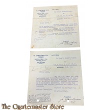 2 x Correspondentie omtrent te leveren Rantsoenen (Koek de Hoog's Koekfabriek Oosterhout)