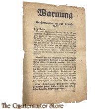 Flyer / Strooibiljet 273 Warnung Grossbritannien an das Deutsche Volk
