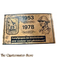 DDR - Plaquette 25 Jahre Kampfgruppen der Arbeiterklasse 1953-1978 Stets wachsam und gefechtsbereit!