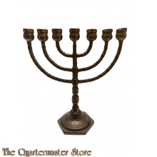Joodse bronzen of koperen-messing Chanukah 7 armige kandelaar menorah 