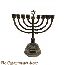 Joodse bronzen of koperen-messing Chanukah 8 / 9 armige kandelaar. chanukkah menorah 