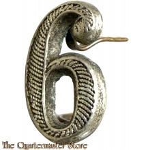 Cijfer 6 zilver voor M1916 platte pet, Kepie en voor veldmuts (Bereden)