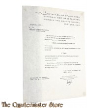 Dokument - Oorkonde mbt  de eremedaille. verbonden aan de Orde van Oranje-Nassau, in zilver 1987