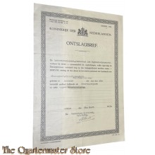 Ontslag brief 1936 19e Regiment Infanterie 