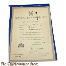 Oorkonde met Demobilisatie revers insigne KL Ned Indie 