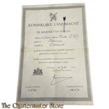 Oorkonde met Demobilisatie revers insigne KL Ned Indie + Smallpox vac 401 Bat Inf
