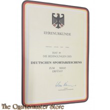 Dokument - Ehren Urkunde Deutsches Sportabzeichen