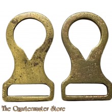 Set  WW1 German Pickelhaube Helmet Chinstrap Brass Side Buckles