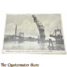 Postkarte 1941 Wilhelmshafen - Der grosste Schwimkran der Welt fahrt durch die grosste Drehbrucke