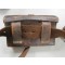 Standard issue, model 30 (1897) rear ammunition pouch as used by the Japanese army throughout the war. Pouch is approximately 17.5cm x 9.5cm x 7.5cm. Dual pocket, brown leather pouch originally would have held sixty rounds of 7.7mm ammunition, for a total