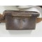 Standard issue, model 30 (1897) rear ammunition pouch as used by the Japanese army throughout the war. Pouch is approximately 17.5cm x 9.5cm x 7.5cm. Dual pocket, brown leather pouch originally would have held sixty rounds of 7.7mm ammunition, for a total
