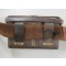Standard issue, model 30 (1897) rear ammunition pouch as used by the Japanese army throughout the war. Pouch is approximately 17.5cm x 9.5cm x 7.5cm. Dual pocket, brown leather pouch originally would have held sixty rounds of 7.7mm ammunition, for a total