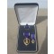 boxed purple hart with miniature and ribbons
