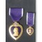 boxed purple hart with miniature and ribbons