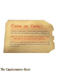 Flyer / Strooibiljet Come on Yanks !
