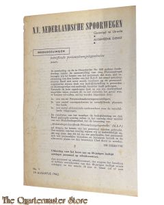 Nederlandsche Spoorwegen Mededeelingen (betreffende personeels aangelegenheden) No 1, 19 augustus 1942