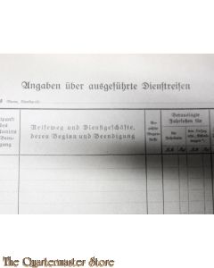 WH Angaben uber ausgefuhre Dienstreisen 1944 (Form WH for military travel 1944)