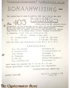 Bonaanwijzing Distributie Amersfoort no 403 eerste aanvulling 4e week 5e per.   6 t/m 12 mei 1945 Paling