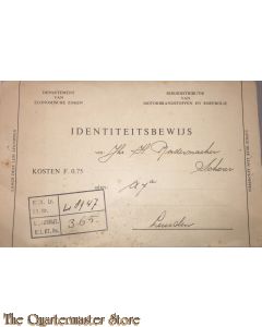 Identiteitsbewijs Distributie van Motorbrandstoffen en smeerolie Amersfoort  1939