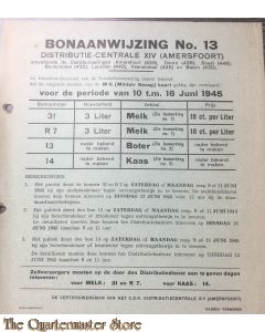 Bonaanwijzing no 13 Distributie-centrale XIV (Amersfoort)  10 t/m 16 juni 1945