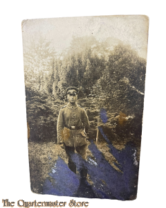 Feld Postkarte 1914-18 Studio Photo Soldat mit Schirmmutze