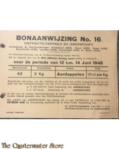 Bonaanwijzing no 16  Distributie-centrale XIV (Amersfoort)  12 t/m 14 juni 1945