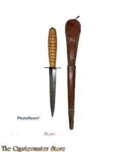 Fairbairn Sykes combat knife with scabbard Far East/RAF (FS gevechtsmes met leren schede)