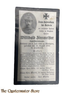 In Memoriam Karte/Death notice 1916 Frankreich