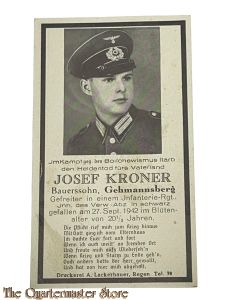 In Memoriam Karte/Death notice Gefr Infanterie Regiment