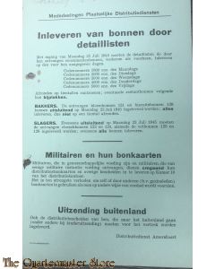 Affiche inleveren van bonnen door detaillisten 1945
