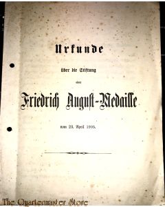 Urkunde uber die Stiftung einer Friedrich August-Medaille 1905