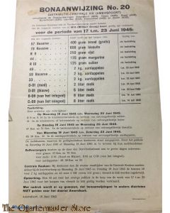 Bonaanwijzing no 20  Distributie-centrale XIV (Amersfoort)  17 t/m 23 juni 1945