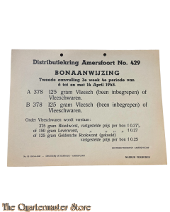 Bonaanwijzing No 429 tweede aanvulling 3e week 4e periode van 6 t/m 14 april 1945 Vleesch (waren)