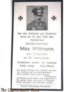 In Memoriam Karte/Death notice (Inf Reg) 1942 Charkow 