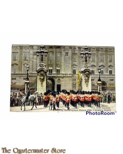 Postcard 1940 The Irish Guards leaving Buckingham Palace after changing Guards 
