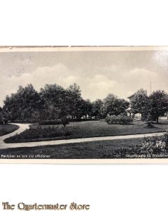 Prent briefkaart mobilisatie 1940 Legerplaats bij Oldebroek Paviljoen en tuin v/d officieren