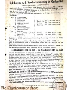 (Nood) Kaart verkoop Rijksbureau v.d. Voedselvoorziening in Oorlogstijd afd Amersfoort