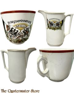 WK1 Porzelan Kaffee tasse und milch kanne kriegserinnerungen  (WW1 German China coffee cup and milk can  Worldwar memories)