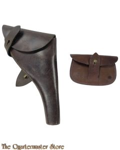 British WWI  .455 Webley Revolver Leather Holster with ammo pouch 