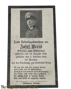 In Memoriam Karte/Death notice Gefr Infanterie Regiment Krim 