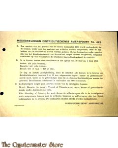 Mededeling Distributiedienst Amersfoort no 429 28 mei t/m 1 juni 1945