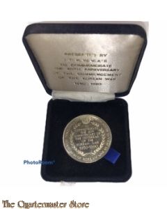 Gedenkpenning Commemorate the 40th Anniversary of the commencement of the Korean War 1950-1990 in doos van uitgifte