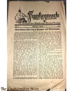 Die Frankenwarte nr 31 Wurzburg 2 august 1934 (Beilage zum Wurzburger General Anzeiger)