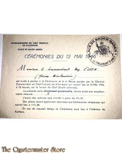 Uitnodiging Comm van Essen 1946 bijwonen ceremonie 12 mai 1946 te Baden-Baden