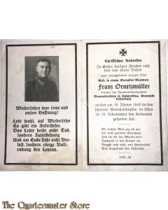 In Memoriam Karte/Death notice Gefr in einem Gren Regiment (Osten)