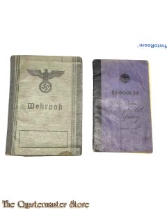 WK1 Ersatz Reserve Pass Jager Rgt 3 mit vorlafiger Ausweiss EK 2 1914 und WK2 Wehrpass Munchen II 90/18/914 Landsturm II A