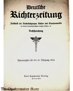 Deutsche Richterzeitung  Jahresregister fur den 26. Jahrgang 1934
