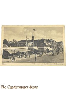 Ansichtkaart 1936 Leiden Stationsweg met Cafe Restaurant Zomerzorg