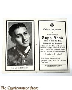 In Memoriam Karte/Death notice Schutze Inf Regt 1942 Osten